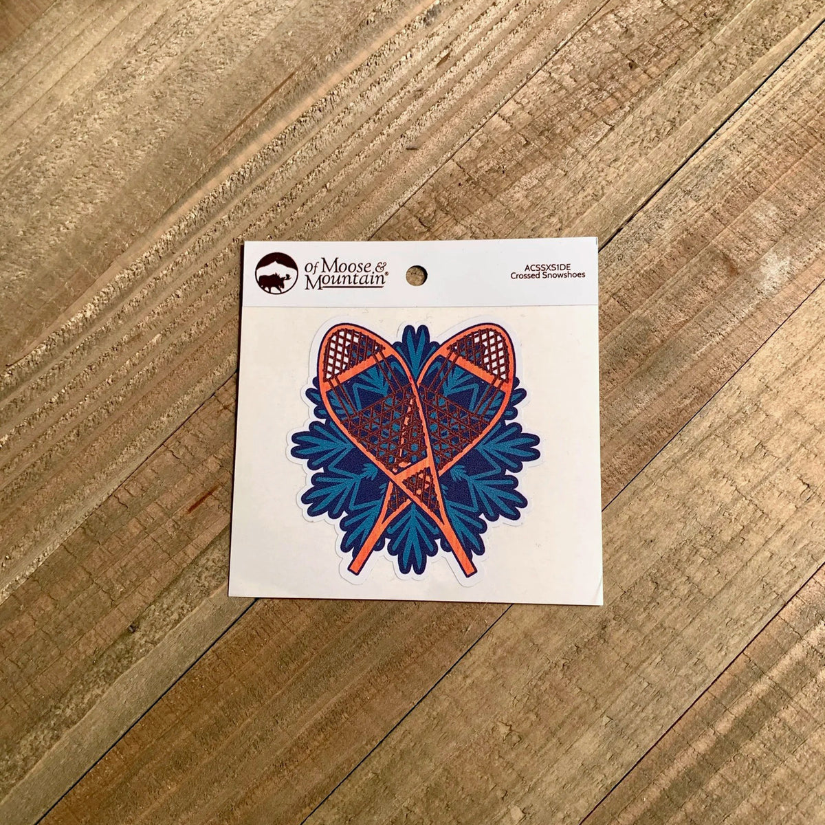 Crossed Snowshoes Snowflake Sticker