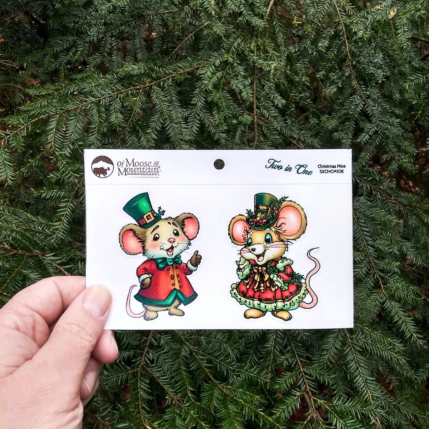 Victorian Christmas Mice Stickers