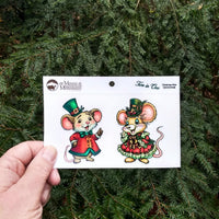 Victorian Christmas Mice Stickers