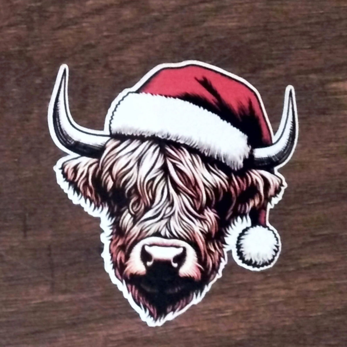 Highland Cow Christmas Sticker