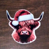 Highland Cow Christmas Sticker