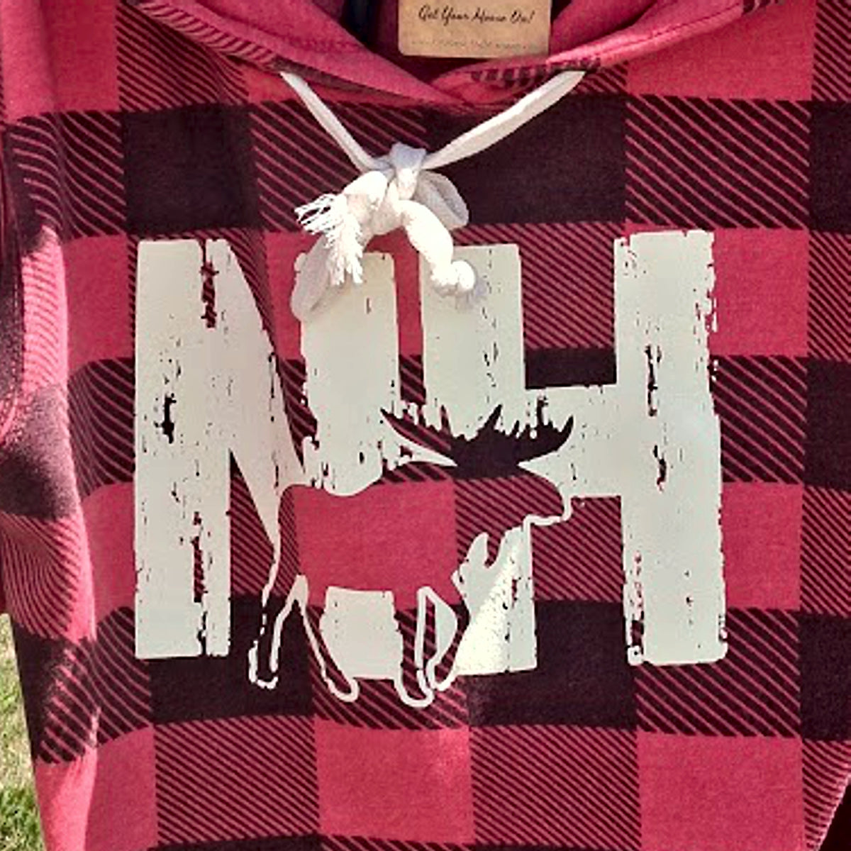 New Hampshire Moose Buffalo Plaid Hoodie