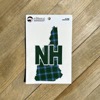 New Hampshire NH Outline Green and Blue Plaid Sticker