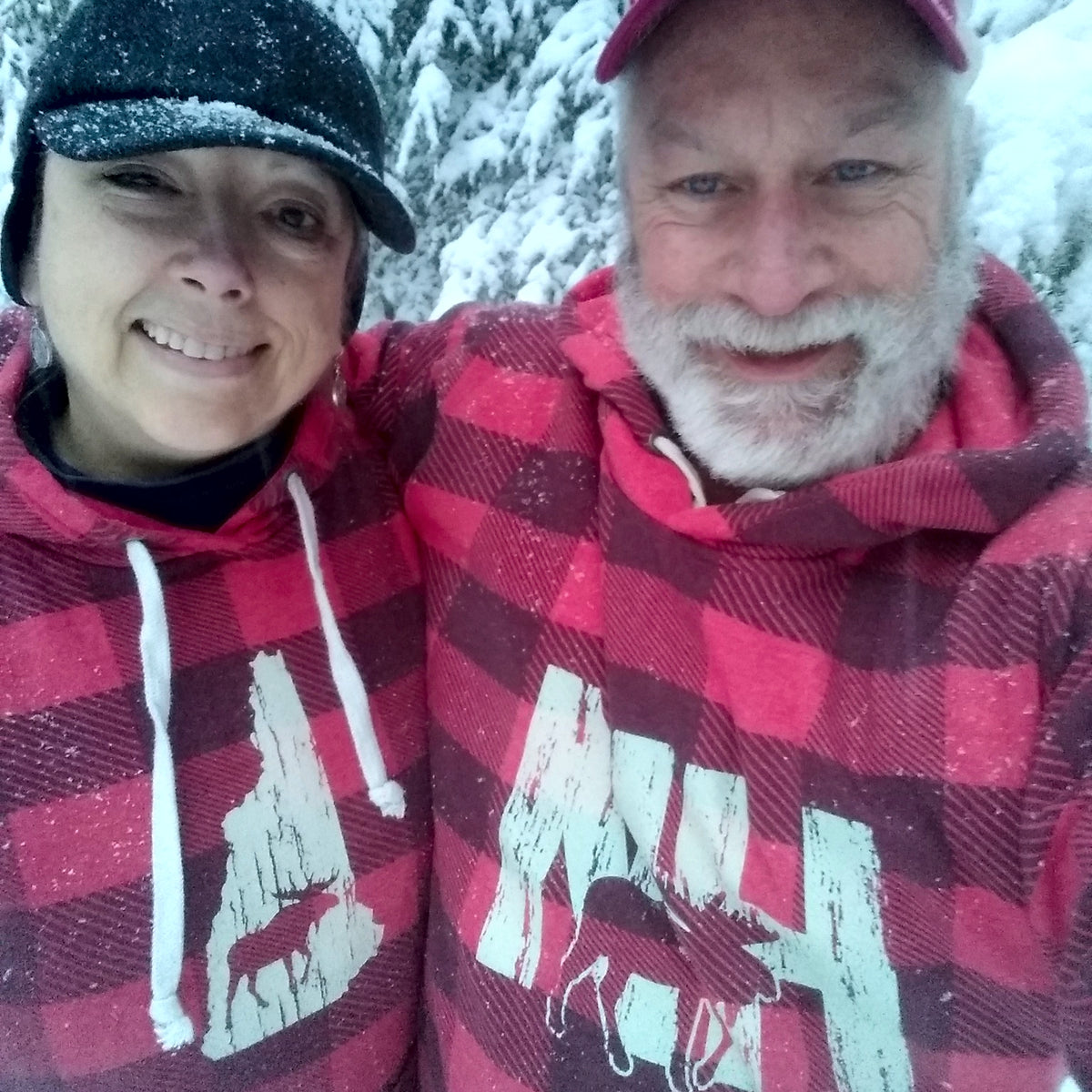 New Hampshire Moose Buffalo Plaid Hoodie
