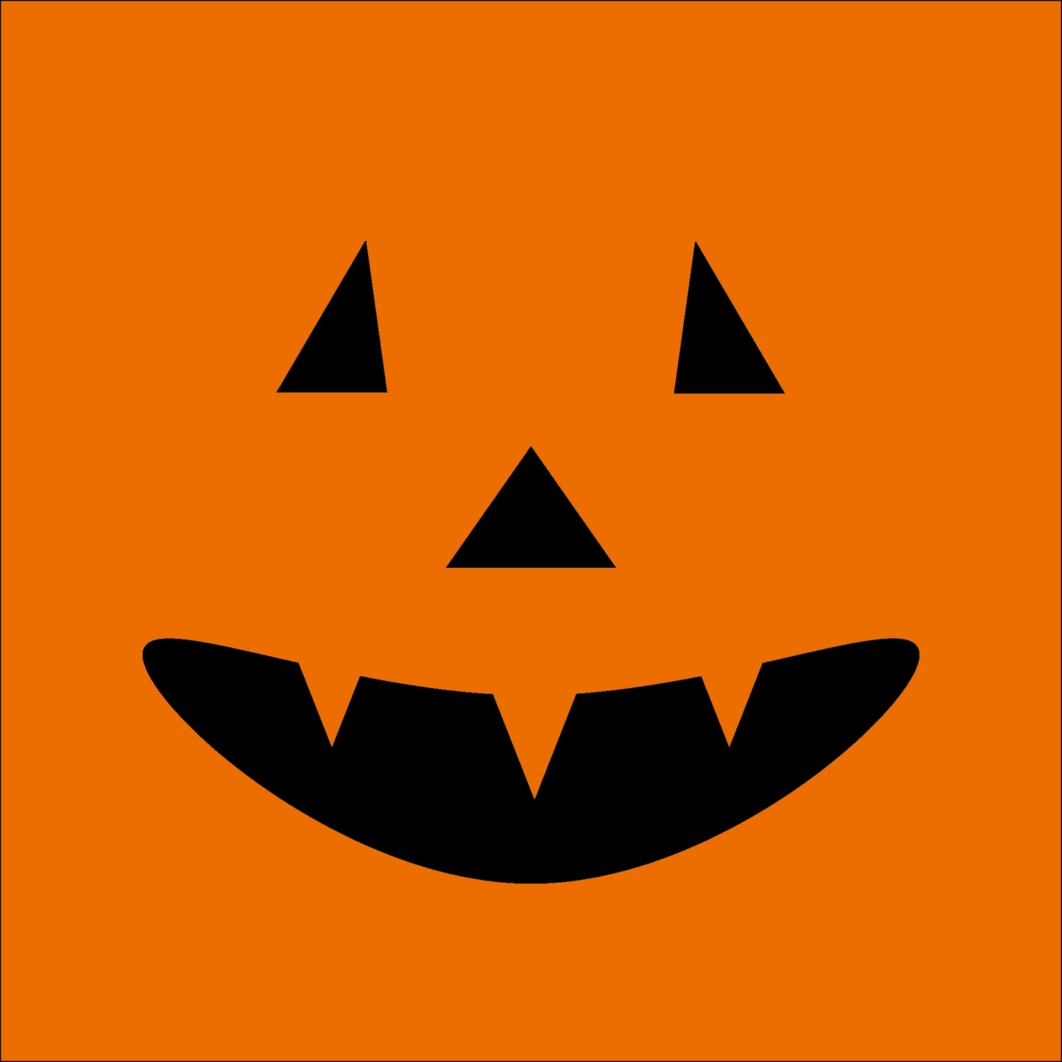 Black pumpkin face design on an orange background