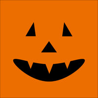 Black pumpkin face design on an orange background