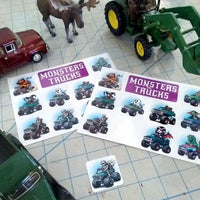 Monsters' Trucks Sticker Sheet of 10 Monsters Driving Trucks